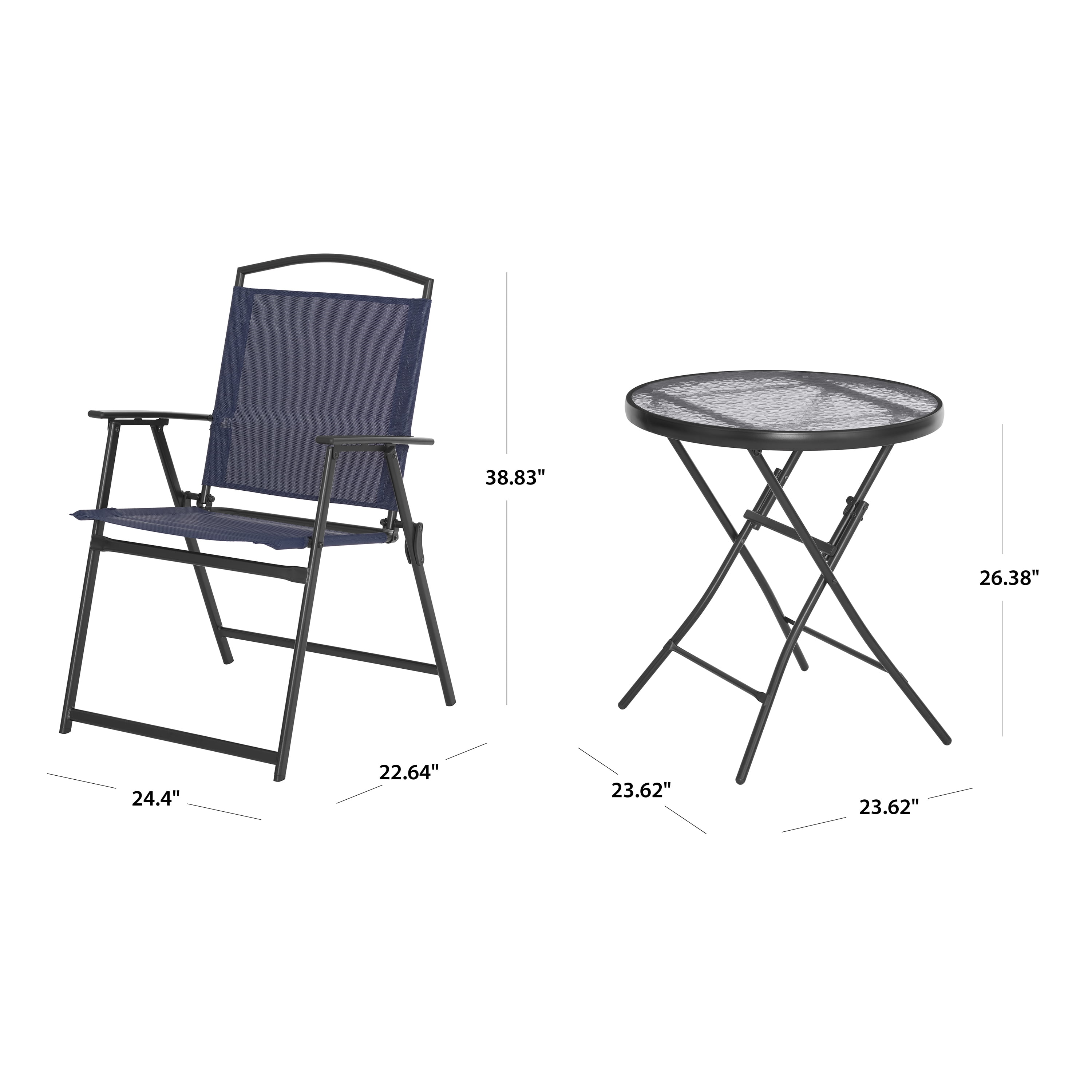 Mainstays Albany Lane 3-Piece Outdoor Bistro Set, Navy