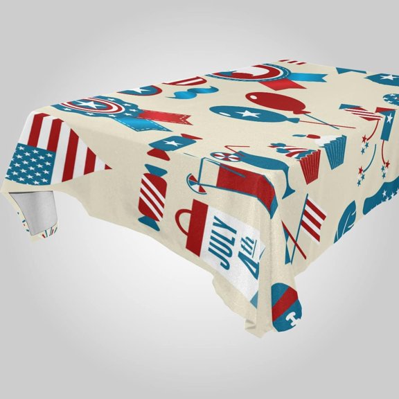 SKYSONIC Independence Day Rectangle Tablecloth Spill-Proof Polyester Table Cloth Table Cover for Kitchen Dining Picnic Holiday Party Decoration,60x120 Inch