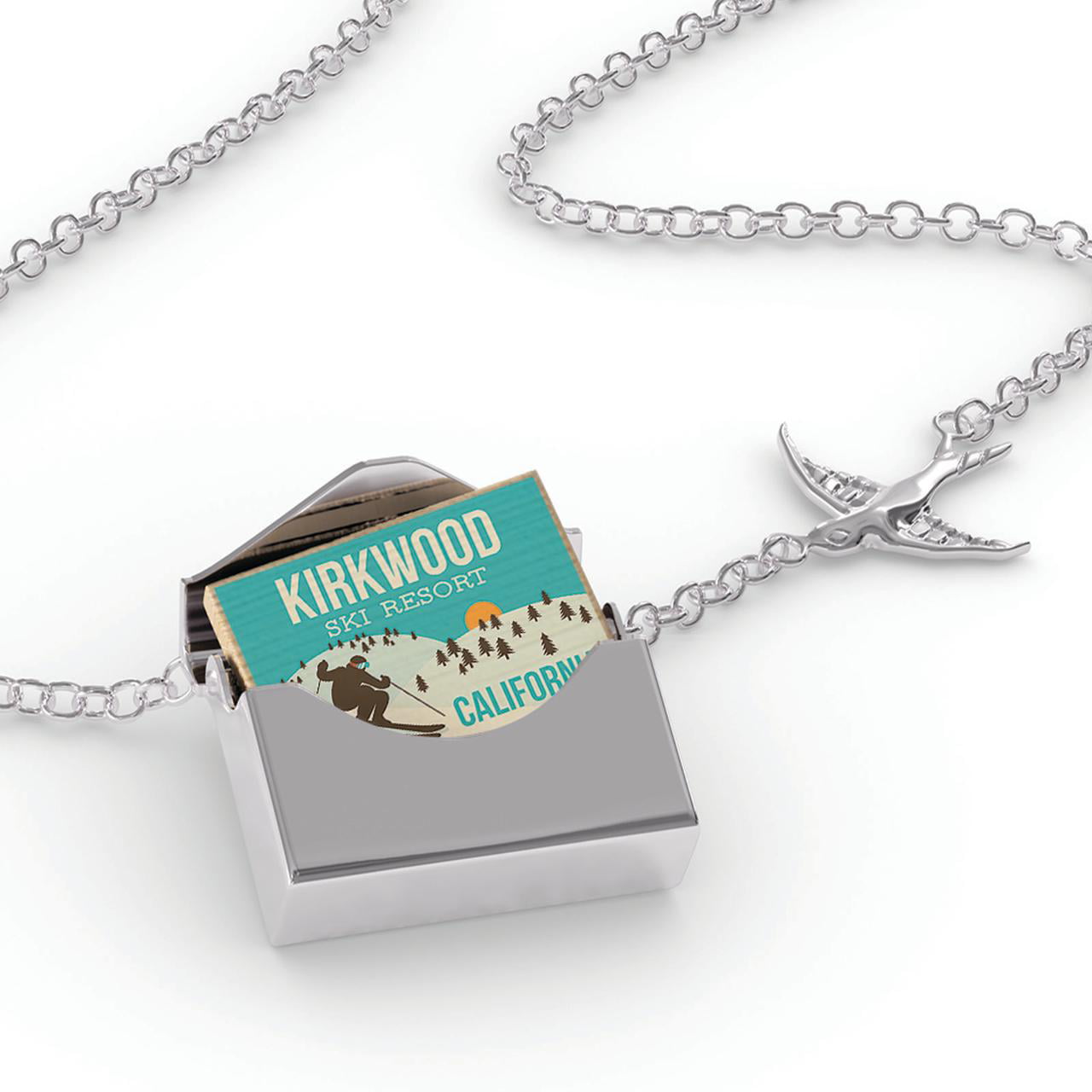 NEONBLOND Personalized Name Engraved Kirkwood Ski Resort California Ski Resort Dogtag Necklace