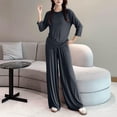 thumbnail image 5 of ylioge M-5X Plus Size Pajama Sets for Women 2 Piece Soft-Modal Loungewear Outfits Womens Casual Solid Color 3/4 Sleeve Tops and Pants Homewear Pajamas, 5 of 5