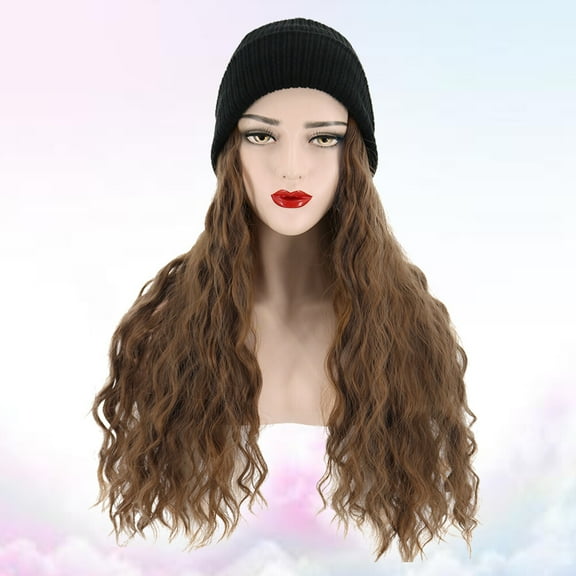 Yardwe 1Set Hat-Shaped Wigs for Women -105 Black Brown 7.9Inches Ladies