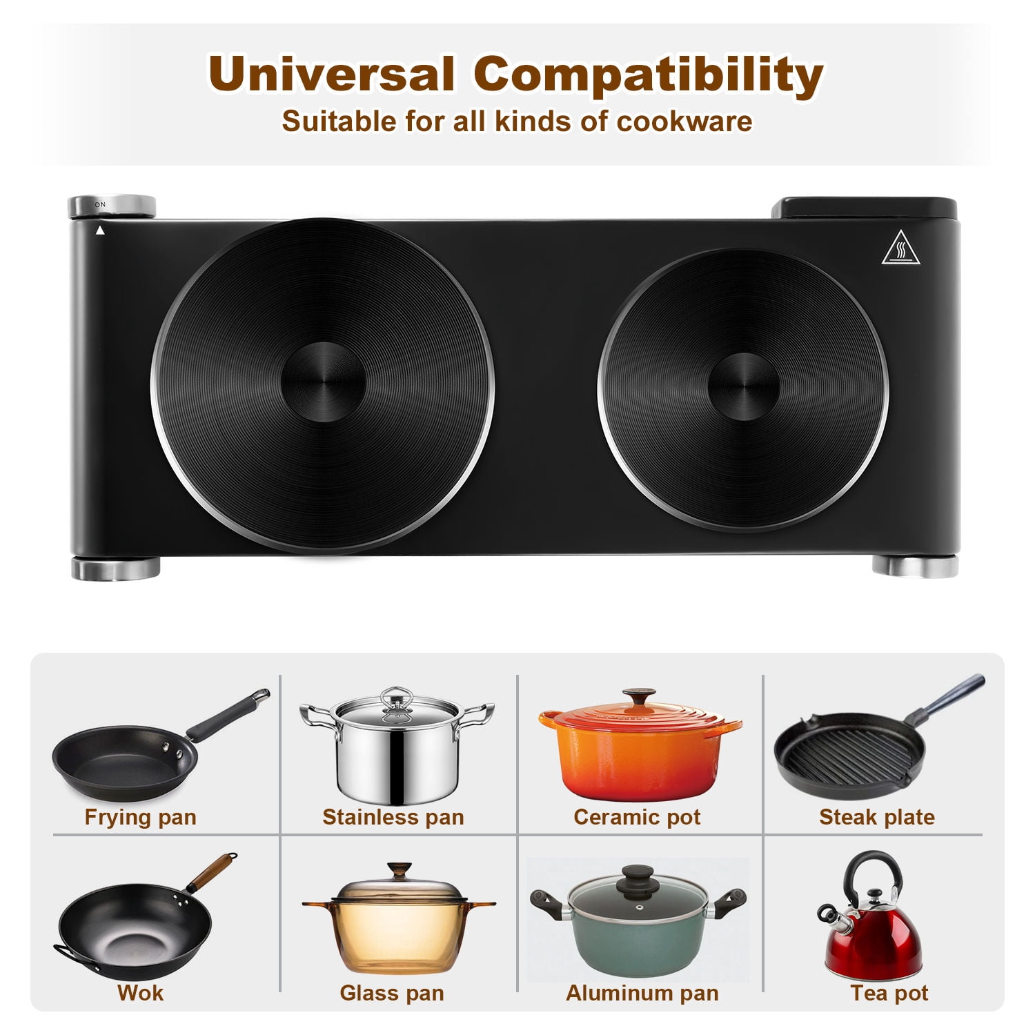 Cusimax 23.03 Inch 2-Coil Stainless Steel Countertop Burners