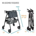 thumbnail image 2 of Andador plegable ligero Stander Wonder Rollator Plus para adultos mayores y niños, Travel EZ Fold-N-Go, pequeño andador con ruedas y asiento, color nogal negro, 2 of 5