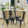 thumbnail image 2 of Metal Dining Chairs Kitchen Chairs 18 Inch Tolix Side Stackable Chairs 330 LBS Weight Capacity Indoor Outdoor Chairs Sturdy Metal Seating, 2 of 7