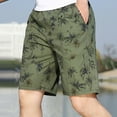 thumbnail image 2 of VSSSJ Men's Summer Shorts Fitted Tropical Palm Tree Print Drawstring Elastic Waist Five Point Shorts with Pockets Casual Outdoor Jogger Shorts Army Green XXXL, 2 of 9