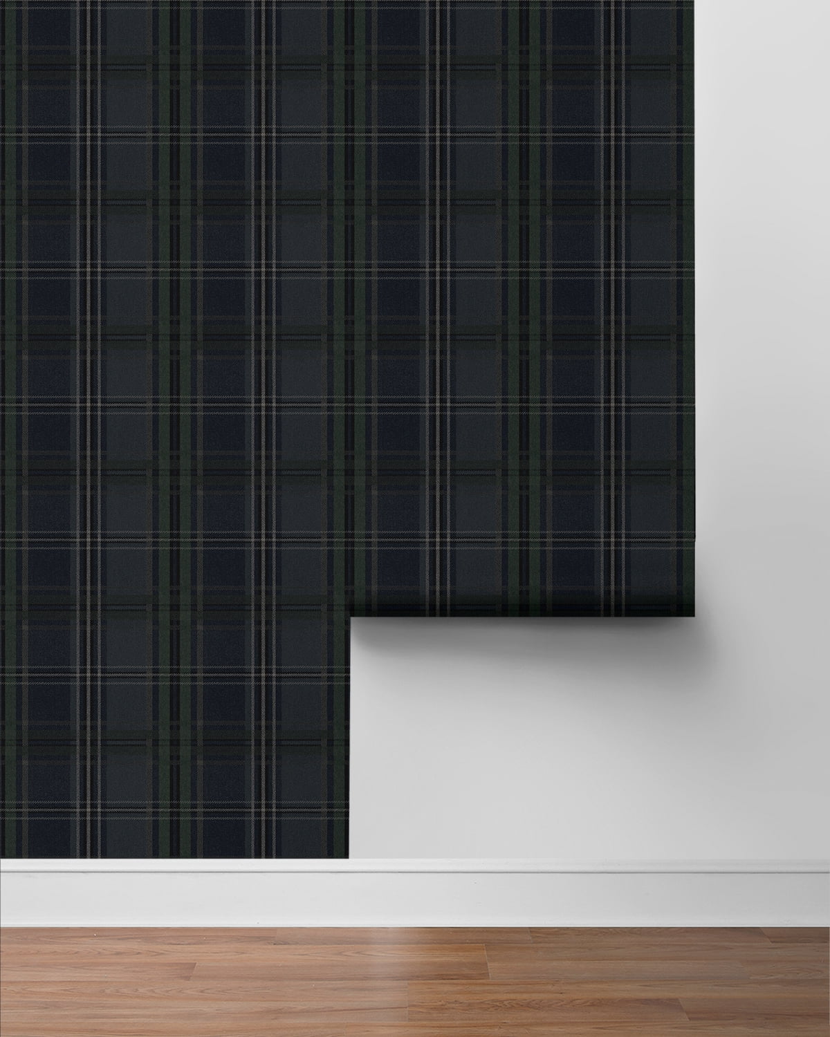 NextWall Deep Blue Classic Plaid Peel and Stick Wallpaper