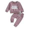 thumbnail image 1 of Hiiyo Infant Girls Sweatsuit Letter Print Pullover Sweatshirt Sweatpants 2Pcs Outfit Set, 1 of 6