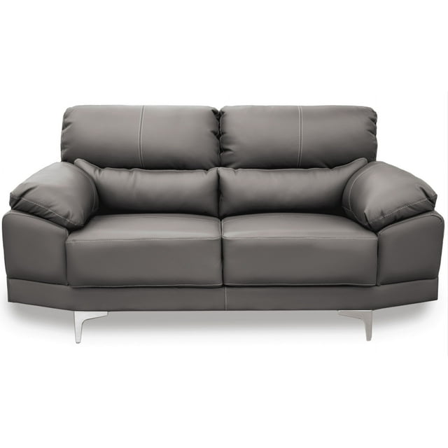 Love Seat de de Piel Genuina, 2 plazas, Modelo Lisboa, Color Gris Oxford, Elegante, cómodo y Moderno, Hecho en Mexico. Medidas 166 X 85 X 90 cm.