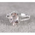 thumbnail image 2 of 1.50 carat Oval Cut Real Morganite and Moissanite Engagement Ring on Sterling Silver with 18k Gold Plating, 2 of 5