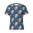 thumbnail image 4 of Vsdgher Astronaut Corgi Dog Print Men's Dry Fit Mesh Athletic Shirts Moisture Wicking Tennis T-Shirt Tops, 4 of 9