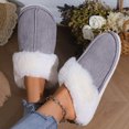 thumbnail image 3 of Zapatillas de algodón de estilo coreano de otoño e invierno para mujer, además de zapatillas de algodón antideslizantes para el hogar con punta peluda de terciopelo para el hogar, 3 of 5