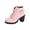 Pink, variant on Women’s Lace Up Chunky Heel Ankle Booties, Round Toe Side Zipper Lug Sole Fall Winter Short Boots Buckle Strap Arch Support Non Slip Comfort Office Travel Boots