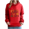 thumbnail image 2 of Mifsaly Thanksgiving Hoodie for Women Vintage Pumpkin Fall Graphic Pullover Sweatshirt with Pocket Long Sleeve Casual Autumn Clothes Red,M, 2 of 5