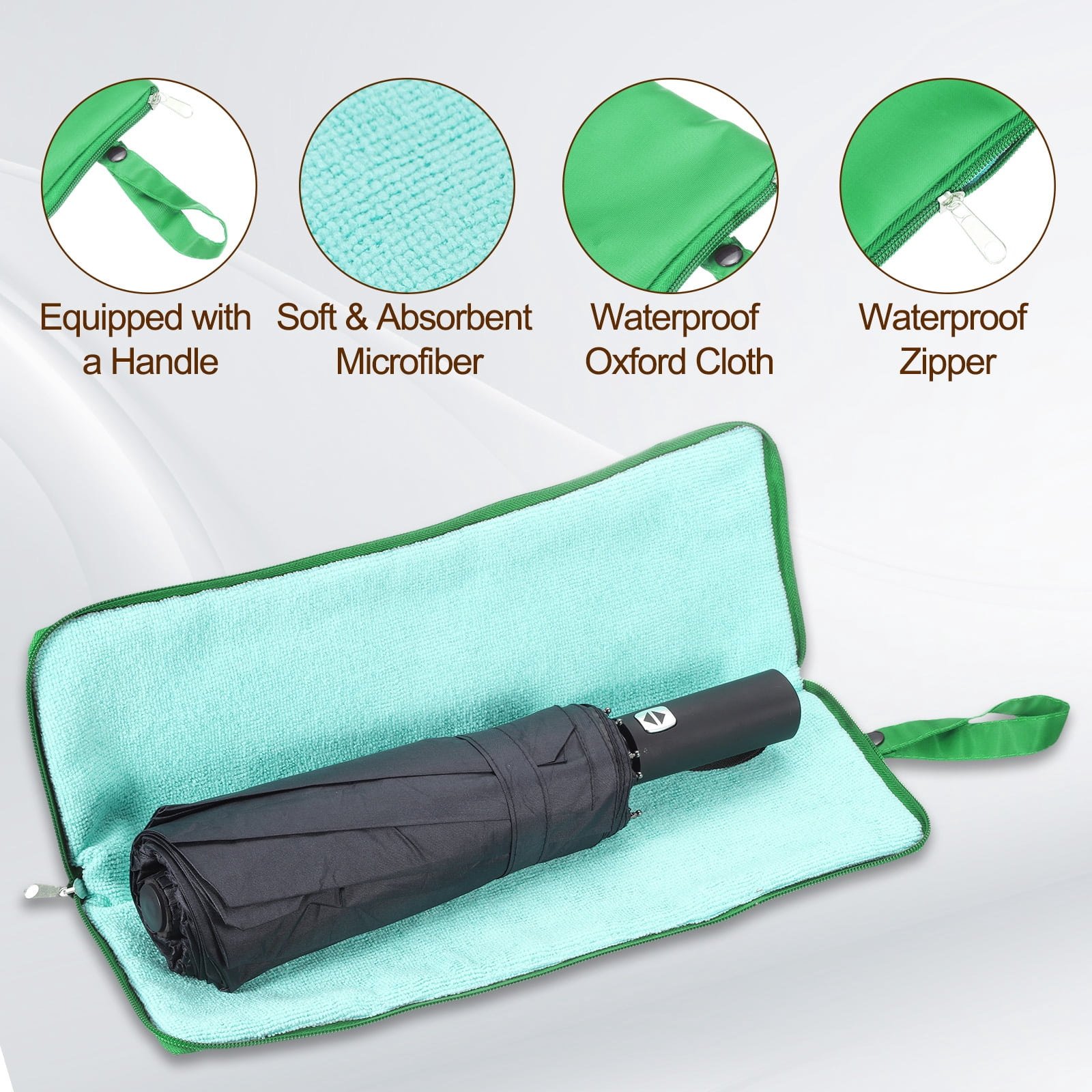 Unique Bargains Wet Umbrellas Bag Waterproof Oxford Cloth Sleeve Cover Green