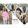 thumbnail image 6 of Chase Secret Womens Quilted Jacket Winter Long Sleeve Flap Pocket Button Front Puffer Jacket Coat, 6 of 7