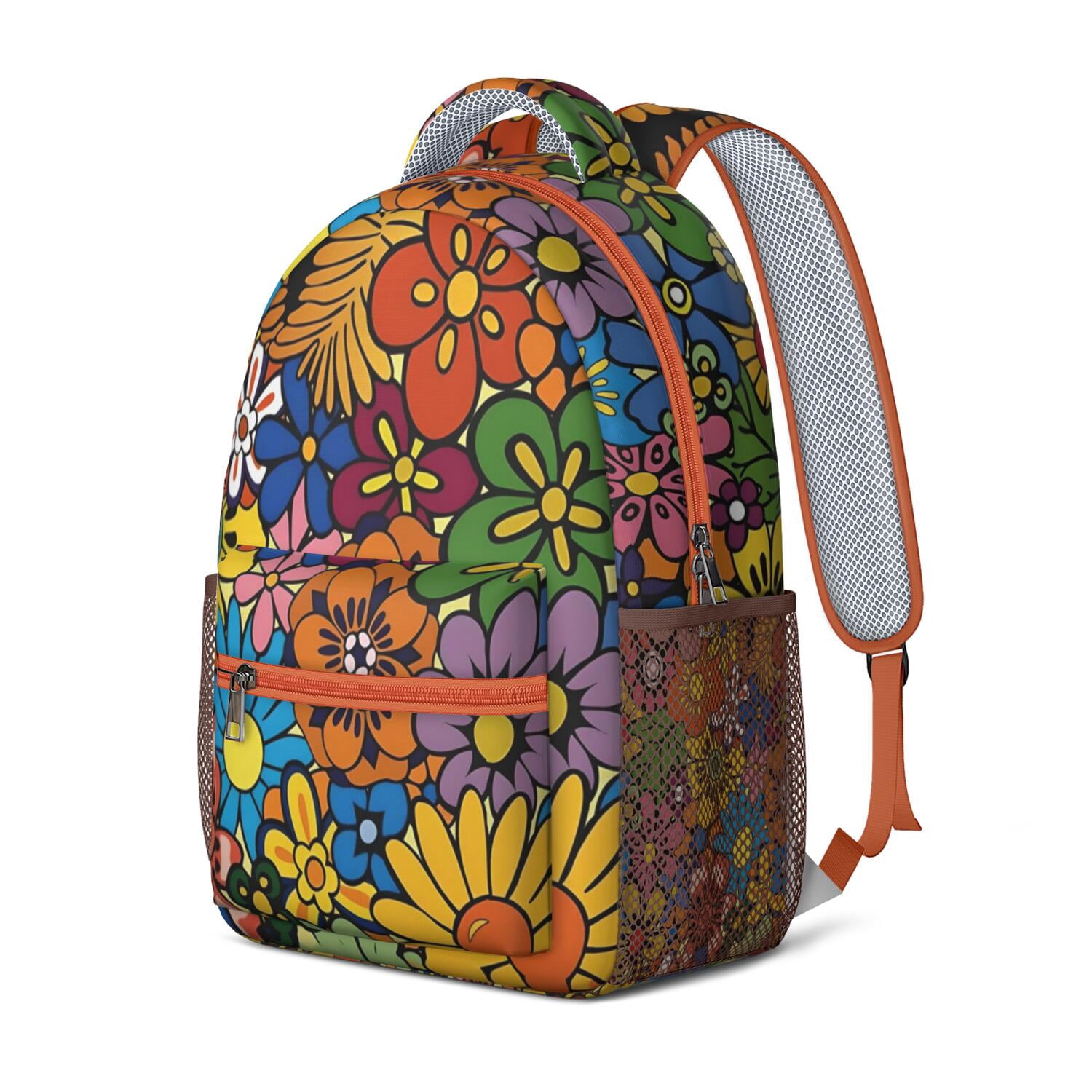 Nature Inspired Watercolor Floral Backpack - Ergonomic Student Backpack