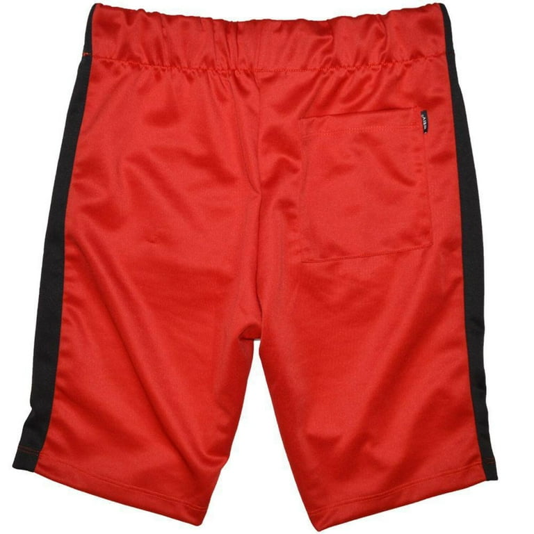 Mens Red Black Single Stripe Shorts