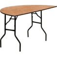 thumbnail image 3 of 5-Foot Half-Round Wood Folding Banquet Table, 3 of 9