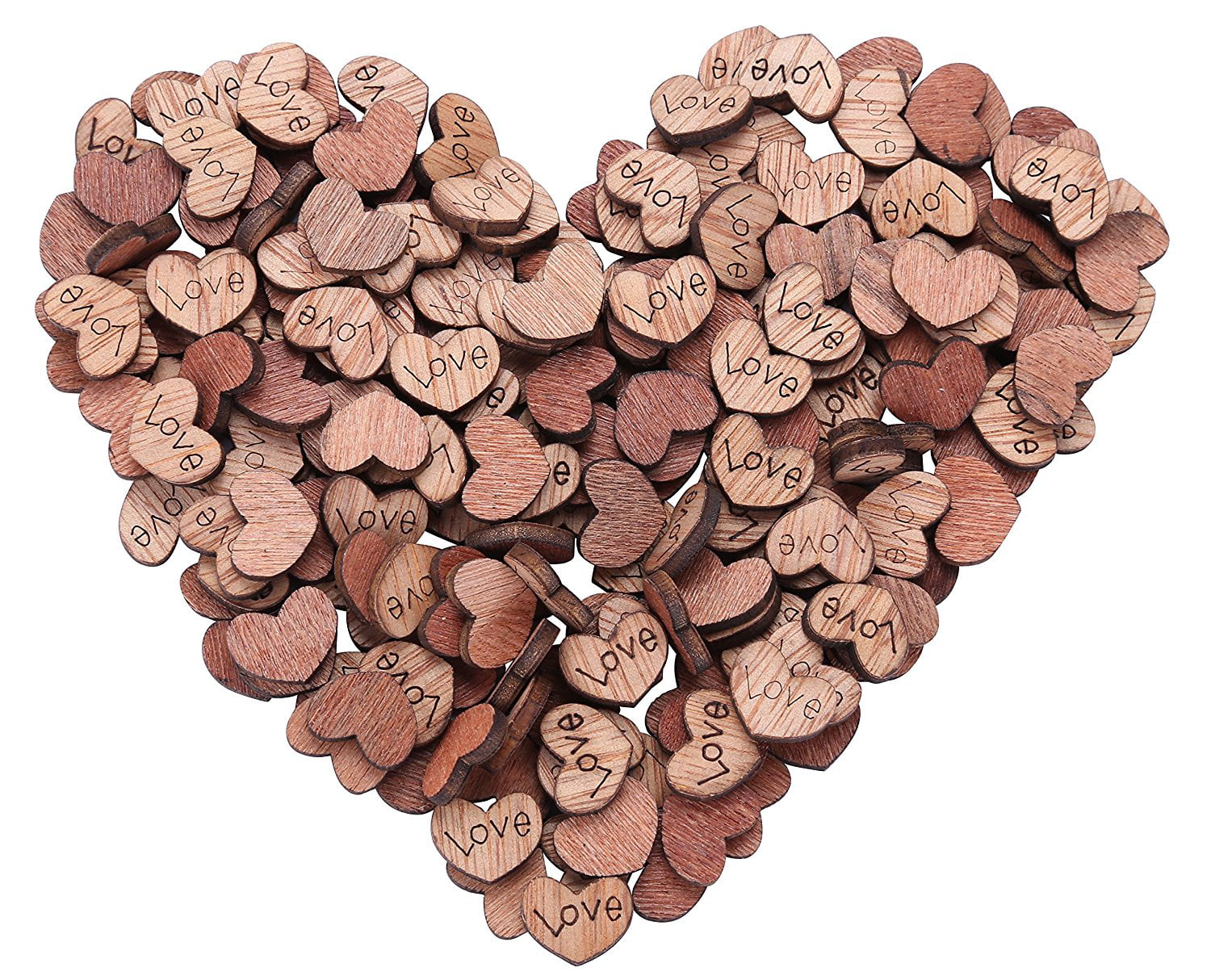 100x Personalised Rustic Wooden Love Heart Table Scatter Wedding Party Decor 