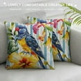 thumbnail image 3 of BCIIG  Parrot Throw Pillow Cushion Cover, Tropic Pattern with Parrot Orchids and Hibiscus Flowers Hawaiian Jungle Style Image, Decorative Square Accent Pillow Case,  White Yellow, 3 of 5