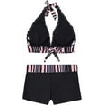 thumbnail image 5 of Two Piece Push Up Swimsuits for Women High Waisted Tummy Control Sporty Bikini Sets Pink Black Stripe L, 5 of 8