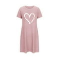thumbnail image 3 of Soft Pajamas for Women on Clearance Sleep Shirts for Women Soft Short Sleeve Night Shirts for Women Sleepwear Loose Fitted Print Sleep Shirt New Pinky S, 3 of 5