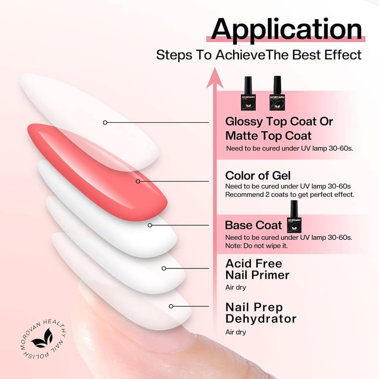 Morovan UV Gel Base & Top Coat Set, No Wipe, 2 Pieces photo 6