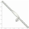 thumbnail image 2 of Beautiful Sterling Silver Polished Curb Link ID Heart Dangle Bracelet, 2 of 2