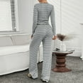 thumbnail image 6 of Moxiu Square Neck Top Cropped Tunic 2 Piece Sets for Women 2025 - Striped Wide Leg Pants Casual Lounge Sweatsuits Vacation Clothes Gray,S, 6 of 8