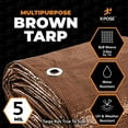 thumbnail image 2 of Multipurpose Protective Cover Brown Poly Tarp 40' x 60' - Durable, Water Resistant, Weather Resistant - 5 Mil Thick Polyethylene - by Xpose Safety, 2 of 8