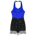 thumbnail image 6 of YONGHS Women's Jazz Dance Costume Sleeveless Sequins Fringe Bodysuit Gymnastics Leotard Blue L, 6 of 7