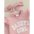 thumbnail image 6 of FEORJGP Infant Girls Rompers Newborn Baby Long Sleeve Jumpsuits Letter Embroidered Crew Neck Rompers Fall Toddler Clothes Bodysuits with Headband, 6 of 9
