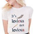 thumbnail image 2 of Camisetas de moda para mujer, camiseta divertida de plumas, playeras informales blancas con estampado de letras "it's LeviOsa not LeviosA", 2 of 5