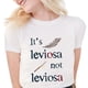 thumbnail image 2 of Camisetas de moda para mujer, camiseta divertida de plumas, playeras informales blancas con estampado de letras "it's LeviOsa not LeviosA", 2 of 4