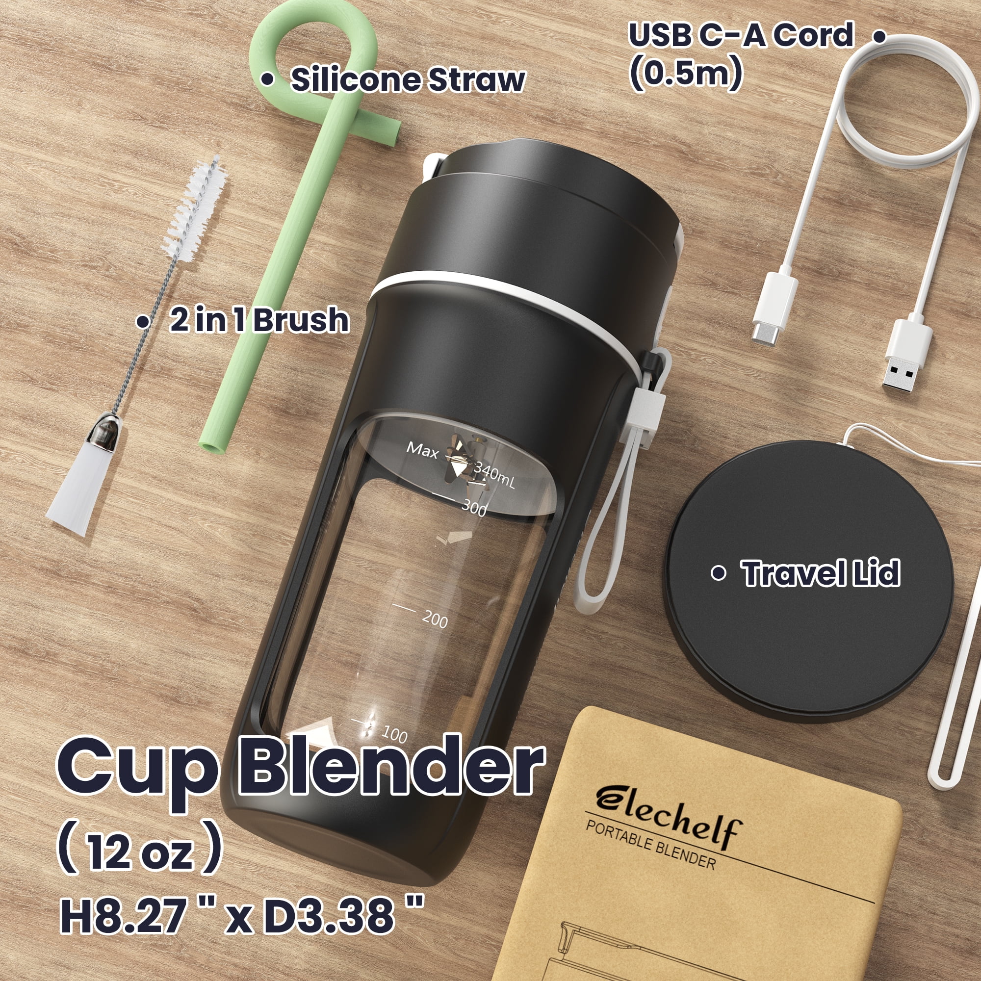 Elechelf Portable Blender for Shakes and Smoothies,Travel Blender USB  Rechargeable,Cordless On the Go Blender,Personal Blender,Mini Blender,Small  Blender ,Fast Fresh Juice Blender, Matte Black 12 oz 10 Blades - Yahoo  Shopping