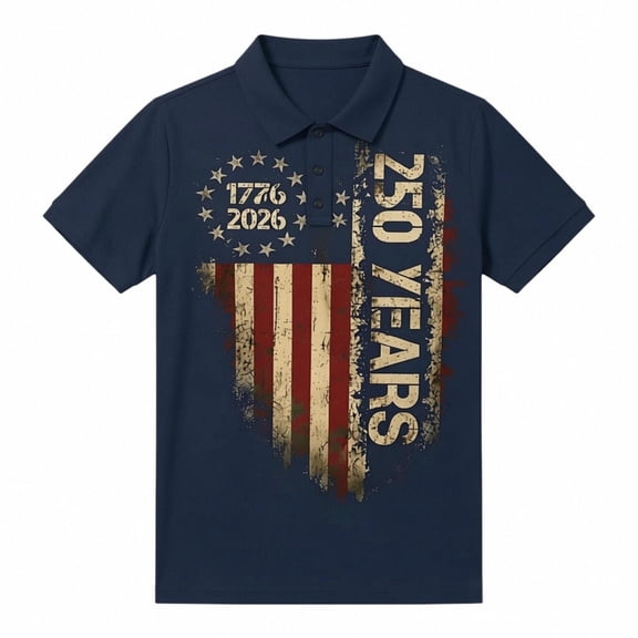 Mens 250 Anniversary USA Shirt, 4th Of July Shirts for Men Crewneck Pullover Short Sleeve T Shirt Navy Size M
