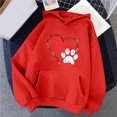 thumbnail image 2 of Bmisegm Chandail à Capuche Décontracté Automne Hiver Confortable Chic Imprimé Cœur Manches Longues Col Rond avec Poche Rouge TG, 2 of 3
