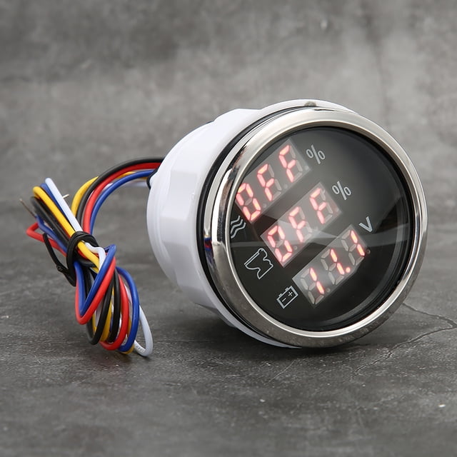 Waterproof Digital Meter, IP67 Waterproof Water Level Gauge Water Level Sewage Voltage for RV for Boats Black Dial,White Dial