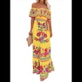 thumbnail image 1 of Vestido de Verano para Mujer, Estampado Floral, Hombros Descubiertos, Sin Mangas, XL, 1 of 3