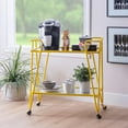 thumbnail image 2 of Linon Mia Metal and Mirrored Mid Century 2 Level Rolling Bar Cart in Yellow, 2 of 14