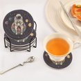 thumbnail image 3 of Yayeee 6 PCS Drink Coasters with Holder Set Woven Absorbent Round Tabletop Hot Pad, Pink Astronaut Planet, 3 of 7