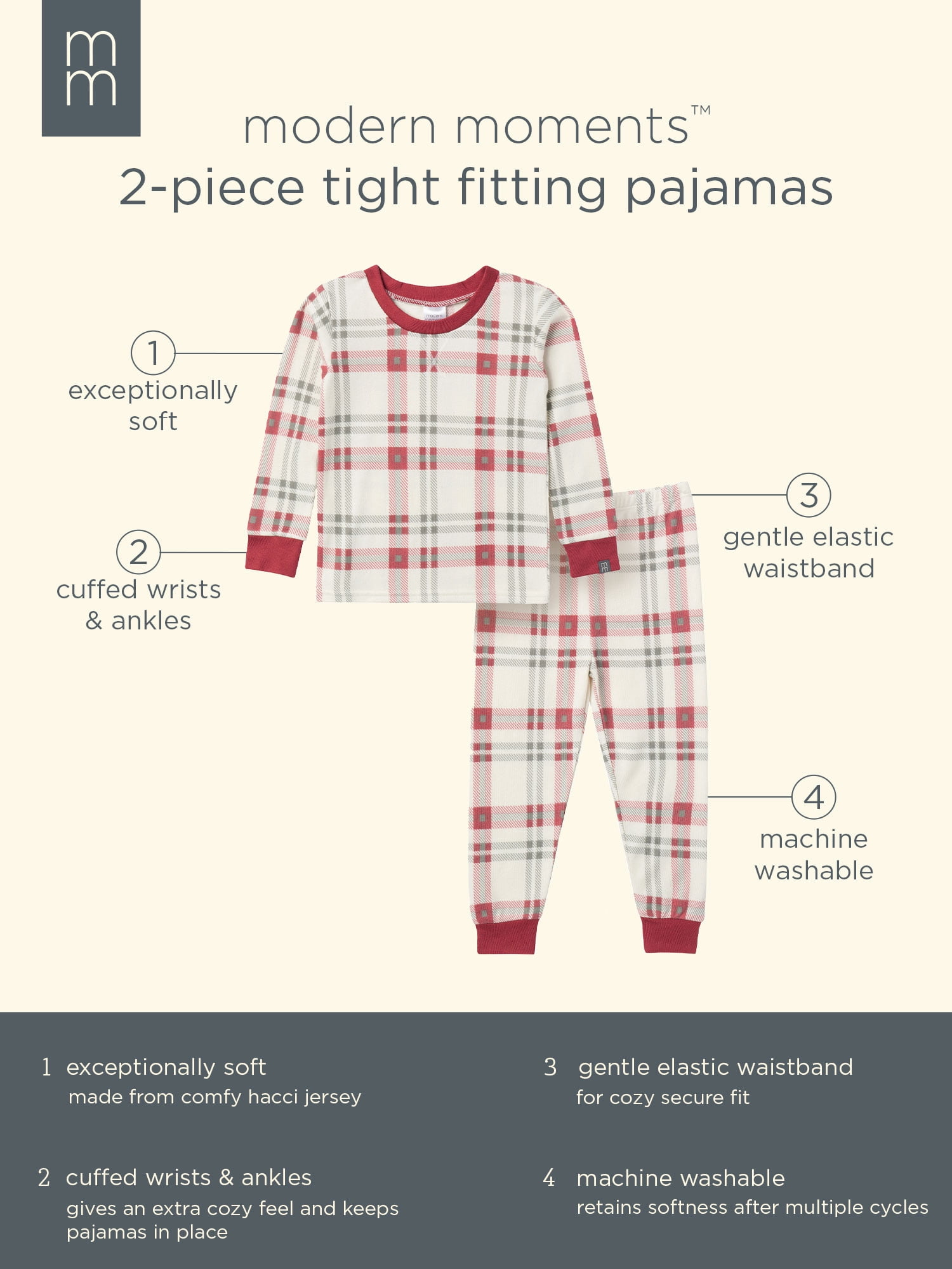 Modern Moments by Gerber Gender Neutral Tight Fitting Christmas Pajama Set, 2-Piece, Sizes 12 Months - 12 Kids