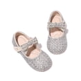 thumbnail image 5 of Hihipz Toddler Girls Mary Jane Shoes Bow Rhinestone Hook Loop Flat Princess Party Dress Shoes, 5 of 9