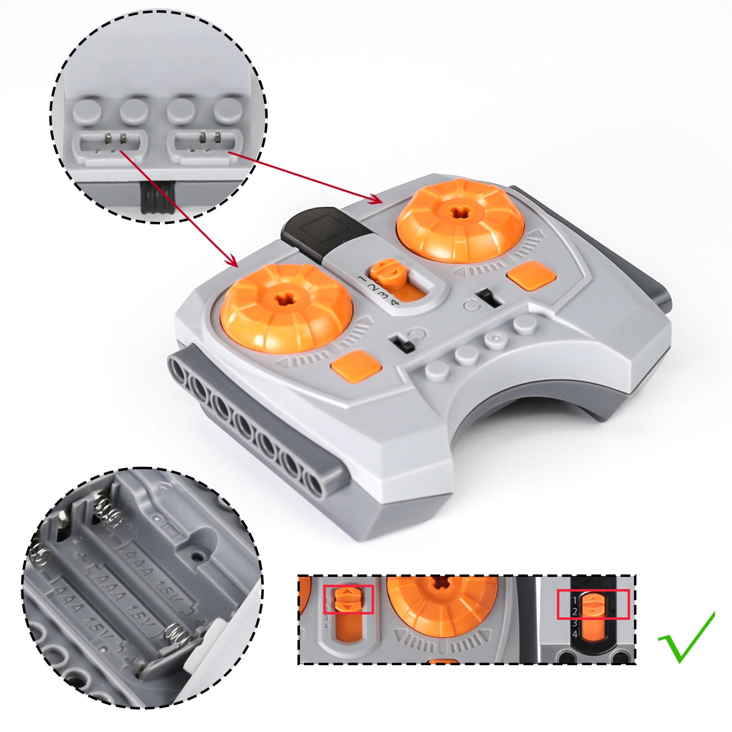16pcs Power Functions Motor Set - Compatible with Lego, Assembled Building Block Kit for STEM, Control Function for MOC Bricks