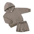 thumbnail image 2 of MKOSPLRT Sweatsuits Kids 2 Piece Outfit Shorts Long Sleeve Hoodies and Elastic Waist Sweat Shorts Solid Causal Running Sets with Pocket, 2 of 8