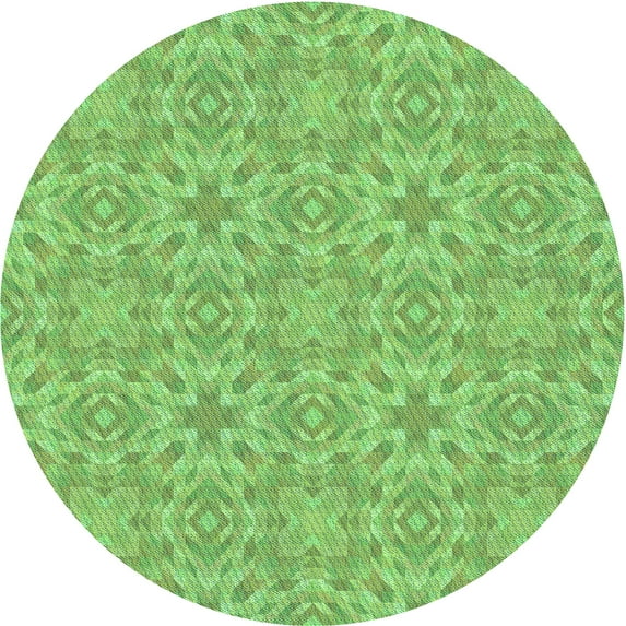 Ahgly Company Machine Washable Indoor Round Transitional Emerald Green Area Rugs, 8' Round