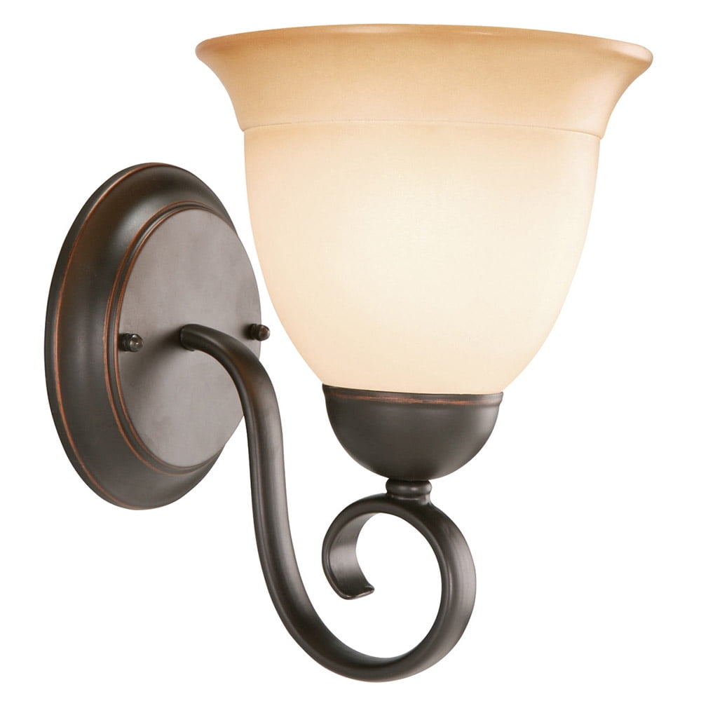 Design House Monroe 1-Light Wall Sconce - 11 Inch H, Oil Rubbed Bronze, Painted Glass, For Bathroom Or Hallway