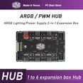 thumbnail image 2 of 1 To 6 Hub ARGB PWM SATA Power Hub Multi Way Splitter Adapter Addressble PC Case Fan SATA HUB 1 To 6 Hub, 2 of 6