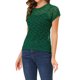 thumbnail image 4 of INSPIRAR CHIC Blusa Casual de Encaje Floral de Manga Corta Transparente para Mujeres del Día de San Valentín S Verde Oscuro, 4 of 7