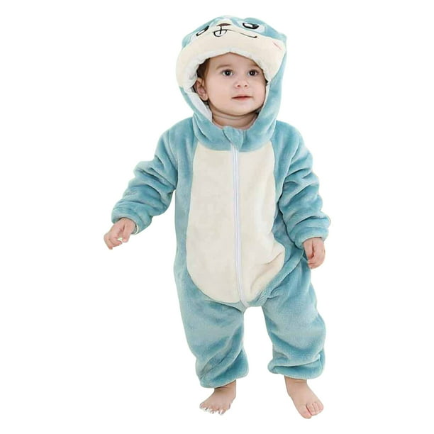 Pijamas Para Niños Pequeños Otoño Invierno Bebé Infantil Unisex Niño Pijama Onesie De Felpa Traje De Animal Perezoso De Una Pieza Azul Odeerbi LM103-2943